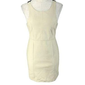 Sanctuary Clothing Womens Fitted White Black Colorblock Faux Leather Dress Small